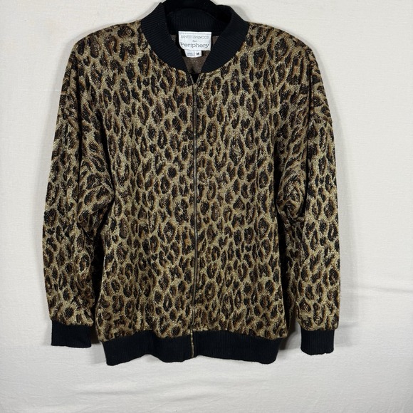 Periphery Jackets & Blazers - Vintage Kathleen Usherwood for Periphery Leopard  Bomber‎ Jacket Gold Black M